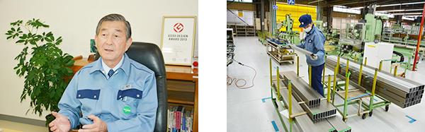 鷹野専務 工場内